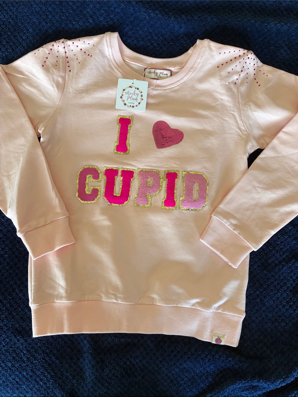 Cheeky Plum Girls' Pink "I ♥ Cupid" Sweatshirt